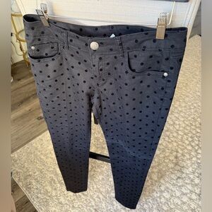 Downeast Basics Polka Dot Ankle Black Jeans, 8